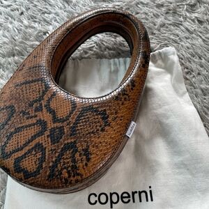 Coperni Brown Snake Print Mini Swipe Bag